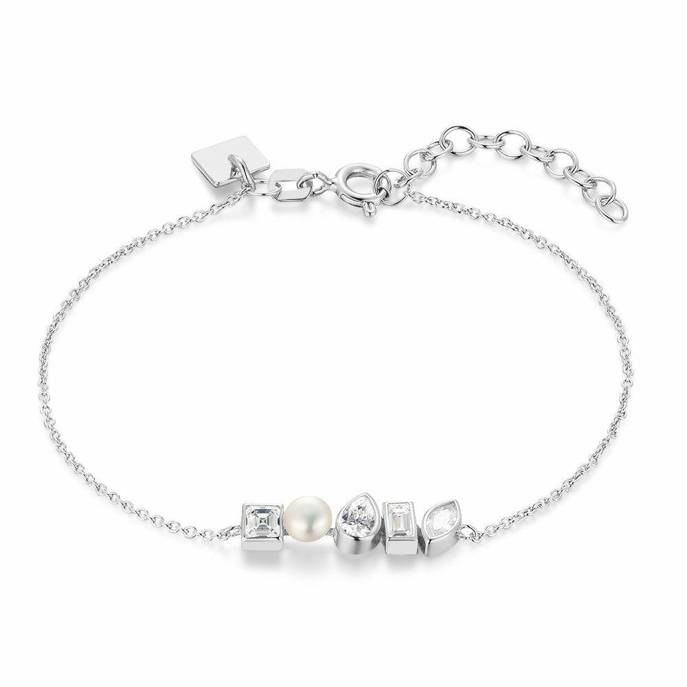 Bracelets | Silver Bracelet, 4 Stones And 1 Pearl Bracelets Bracelets