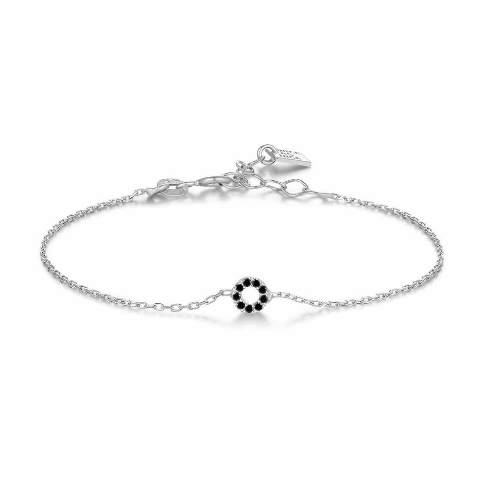 Bracelets | Silver Bracelet, 5 Mm Circle, Black Zirconia Bracelets Bracelets