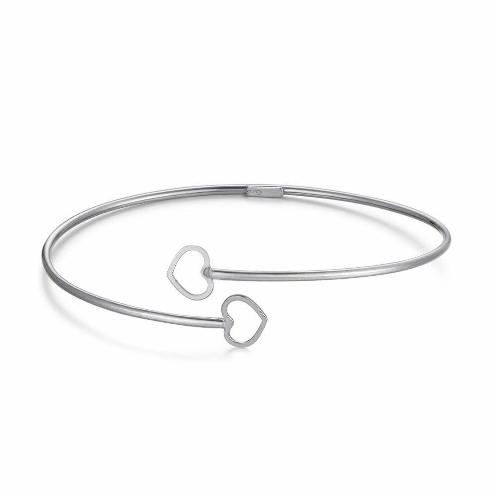 Bracelets | Silver Bracelet, Bangle, 2 Hearts Bracelets Bracelets