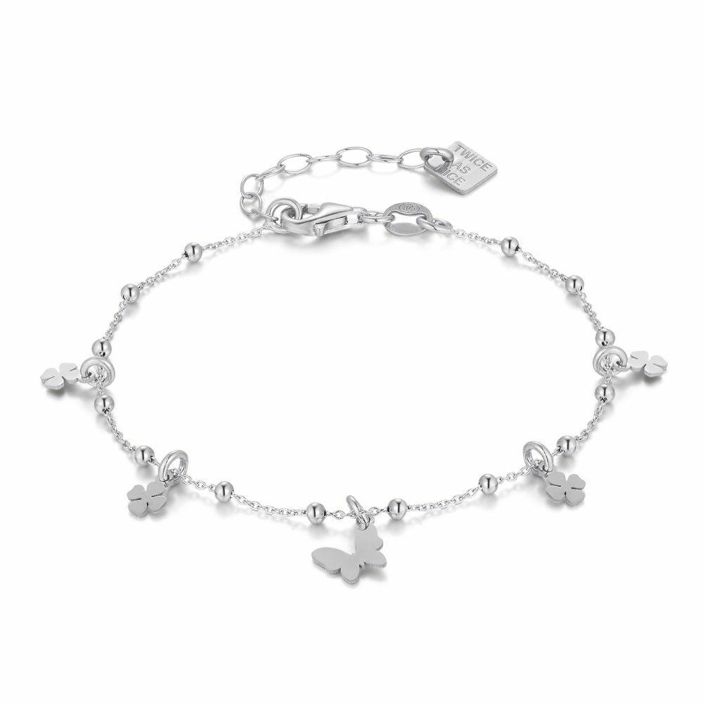 Bracelets | Silver Bracelet, Butterfly And Clovers Bracelets Bracelets