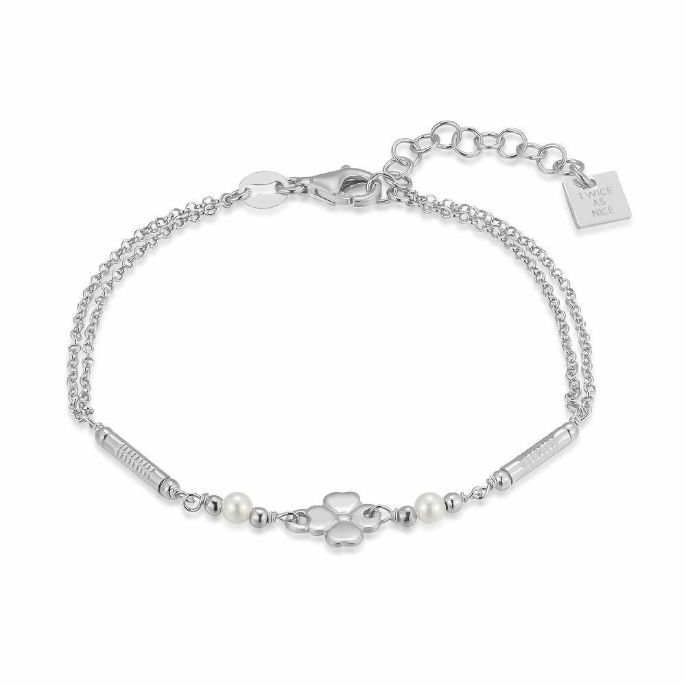 Bracelets | Silver Bracelet, Clover And Pearls Bracelets Bracelets