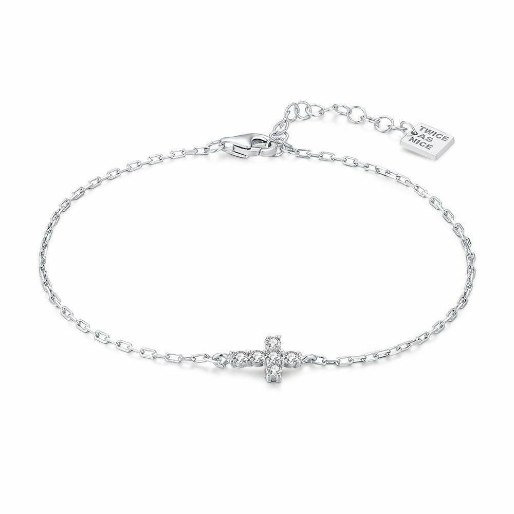 Bracelets | Silver Bracelet, Cross, 1 Cm, Zirconia Bracelets Bracelets