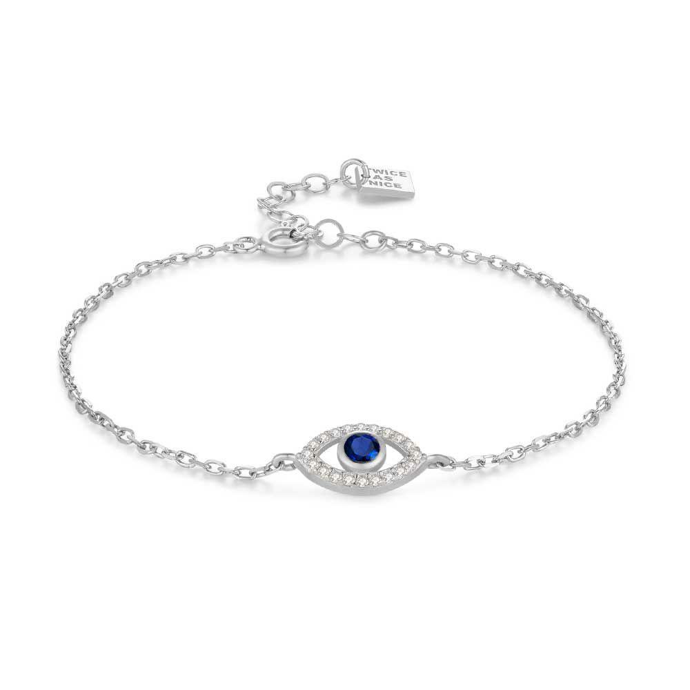 Bracelets | Silver Bracelet, Eye Bracelet With White And Blue Zirconia Bracelets Bracelets