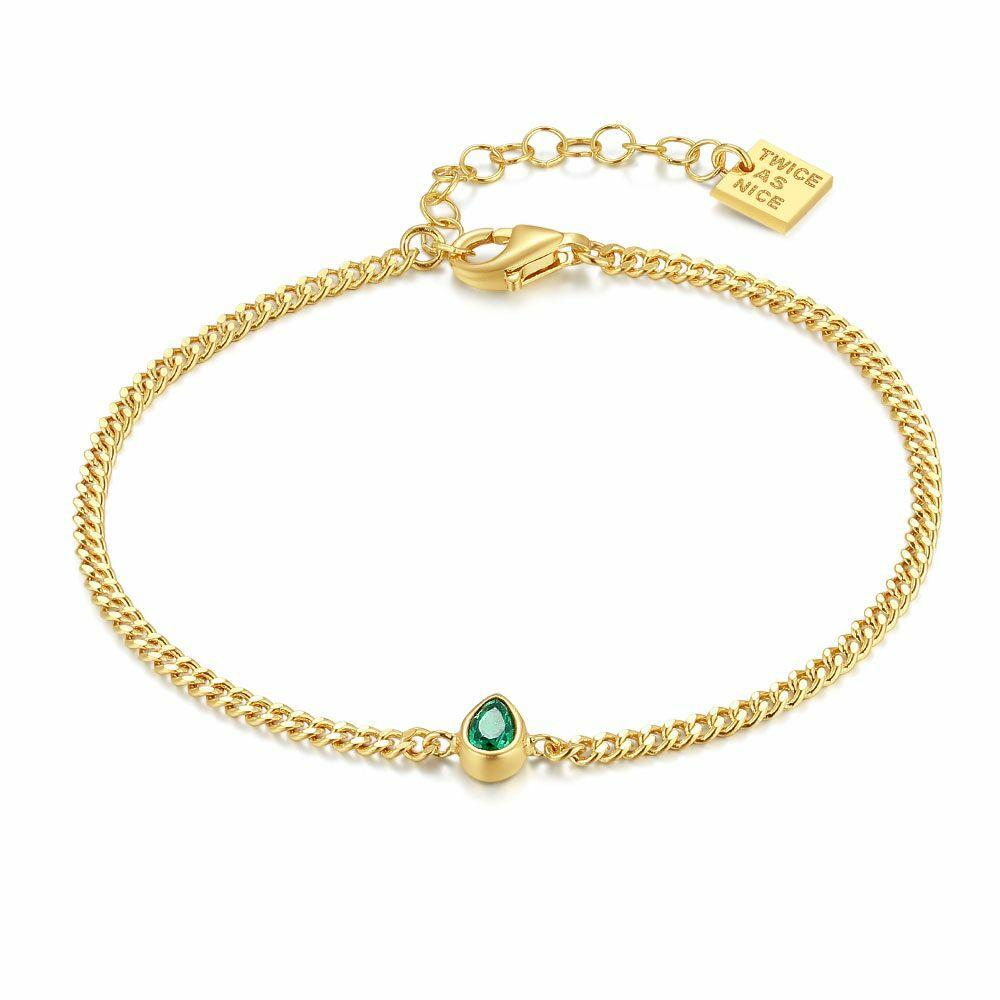 Bracelets | Silver Bracelet, Gold Tone, Green Zirconia Drop Bracelets Bracelets