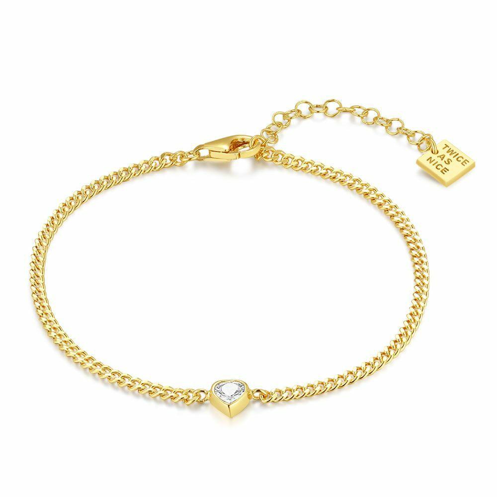 Bracelets | Silver Bracelet, Gold Tone, Heart With Zirconia Stone Bracelets Bracelets