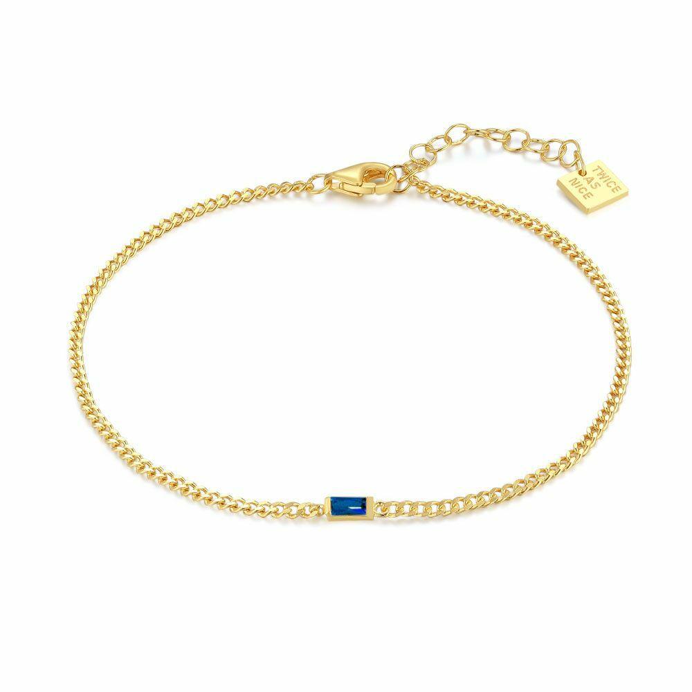 Bracelets | Silver Bracelet, Gold Tone, Rectangular Blue Zirconia Bracelets Bracelets