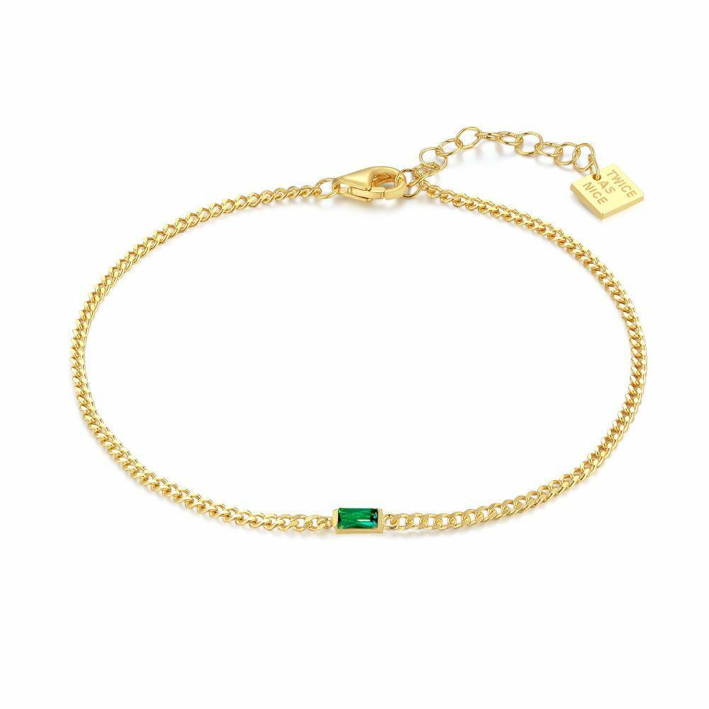 Bracelets | Silver Bracelet, Gold Tone, Rectangular Green Zirconia Bracelets Bracelets