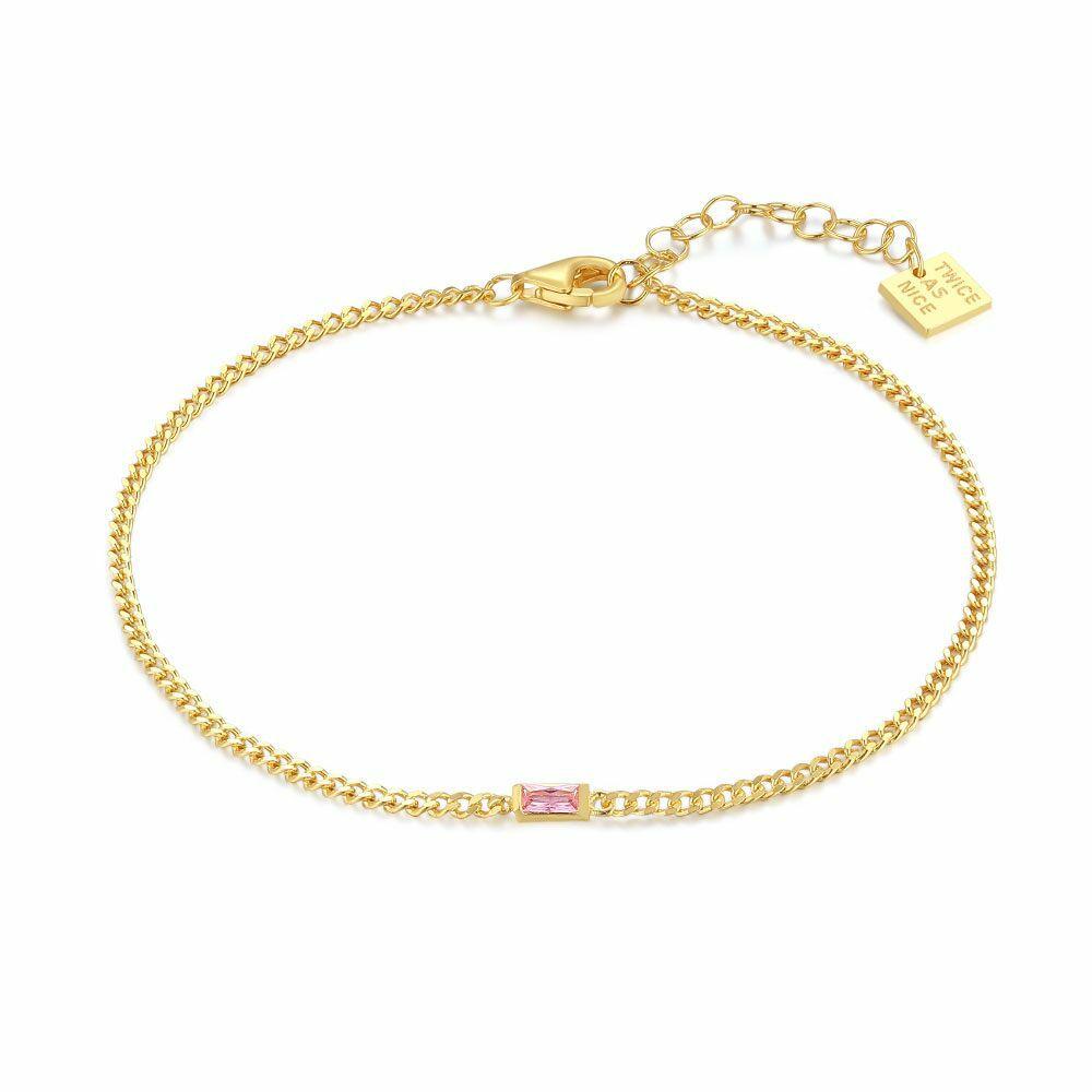 Bracelets | Silver Bracelet, Gold Tone, Rectangular Pink Zirconia Bracelets Bracelets