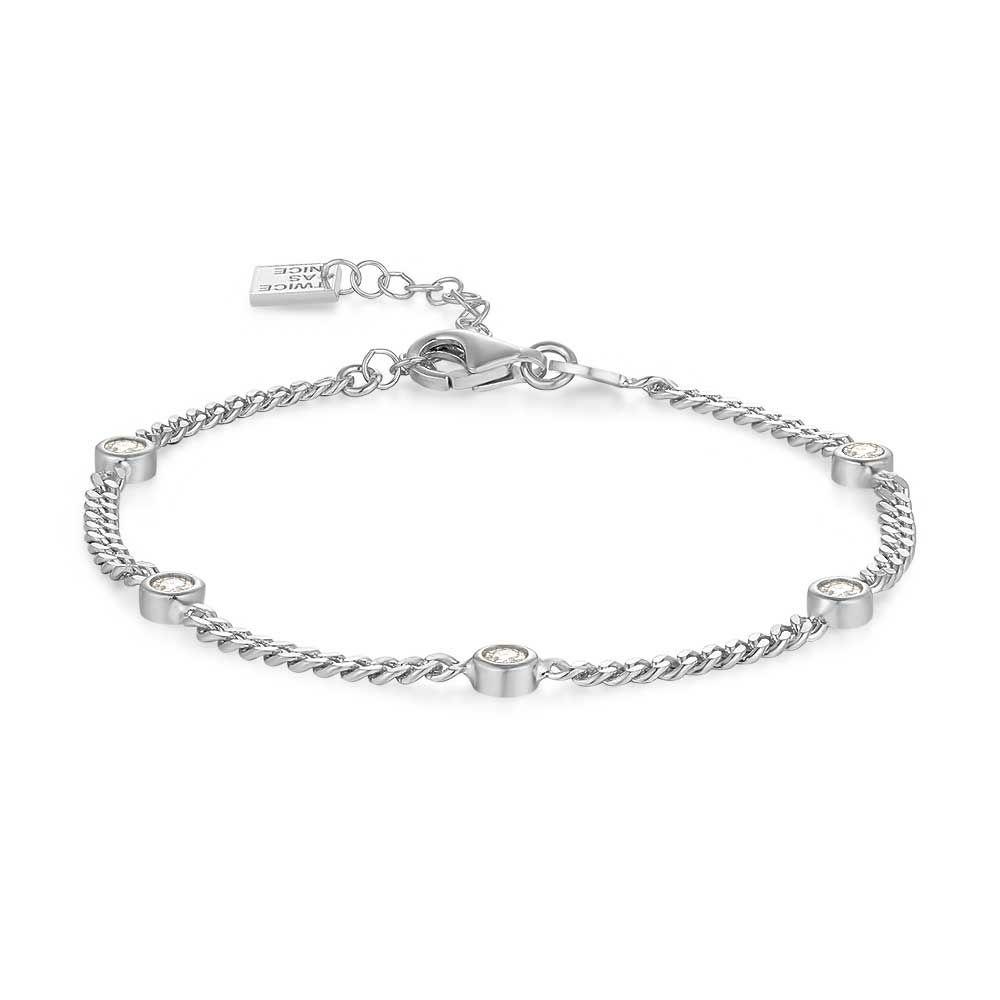 Bracelets | Silver Bracelet, Gourmet Chain, 5 Zirconia Bracelets Bracelets