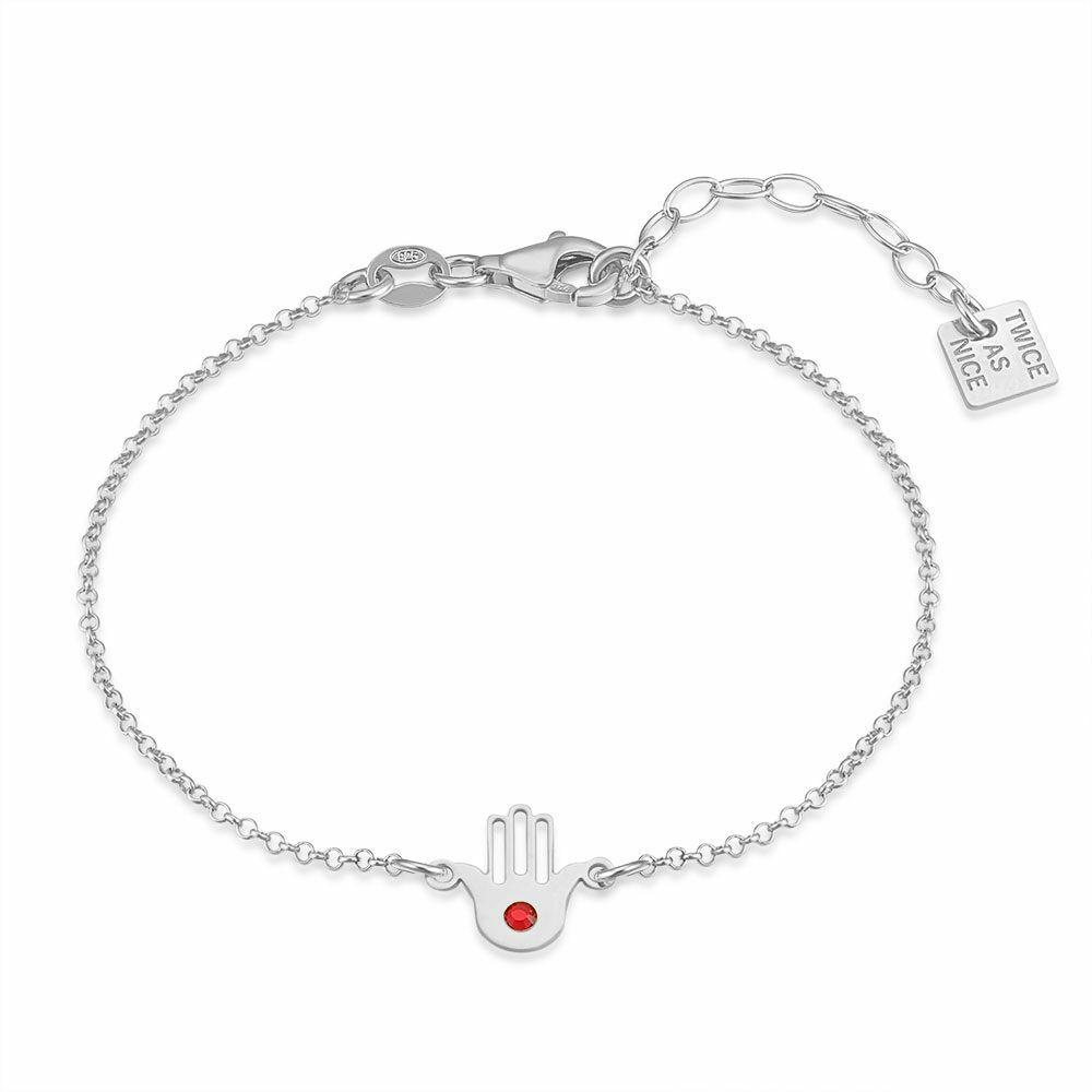 Bracelets | Silver Bracelet, Hand, Red Crystal Bracelets Bracelets