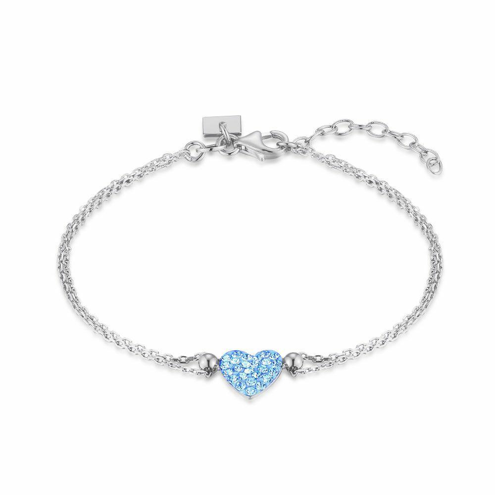 Bracelets | Silver Bracelet, Heart, Light Blue Crystals Bracelets Bracelets