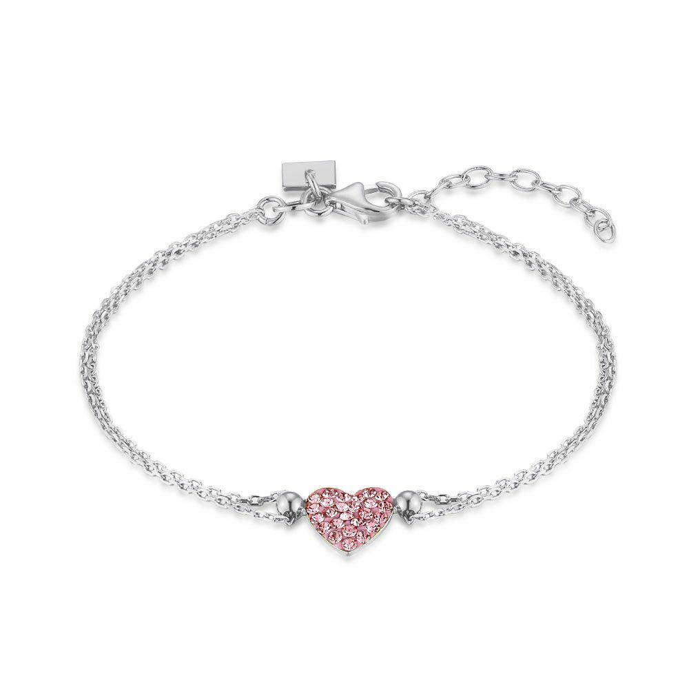 Bracelets | Silver Bracelet, Heart, Pink Crystals Bracelets Bracelets