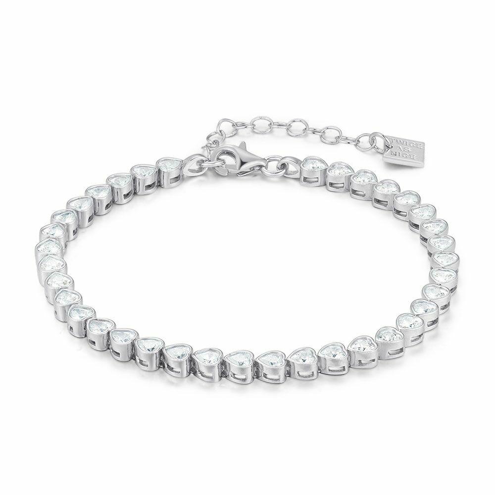 Bracelets | Silver Bracelet, Heart-Shaped Zirconia Bracelets Bracelets