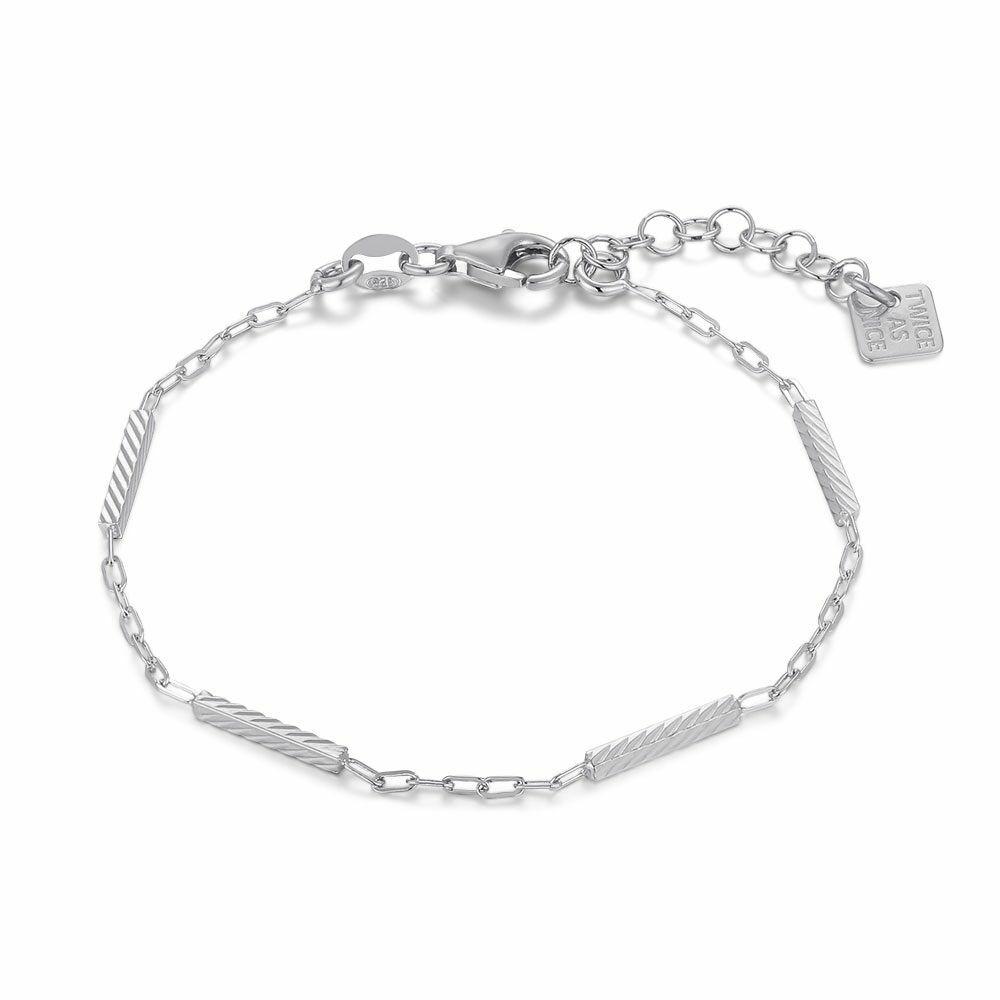 Bracelets | Silver Bracelet, Oval Links, Striped Rectangles Bracelets Bracelets