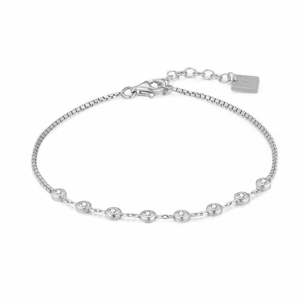 Bracelets | Silver Bracelet, Venetian Chain, 8 Zirconia Bracelets Bracelets