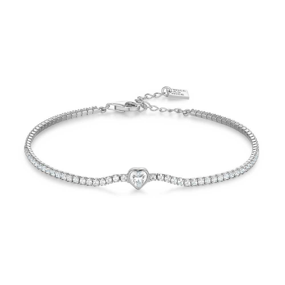 Bracelets | Silver Bracelet, White Zirconia And Little Heart Bracelets Bracelets