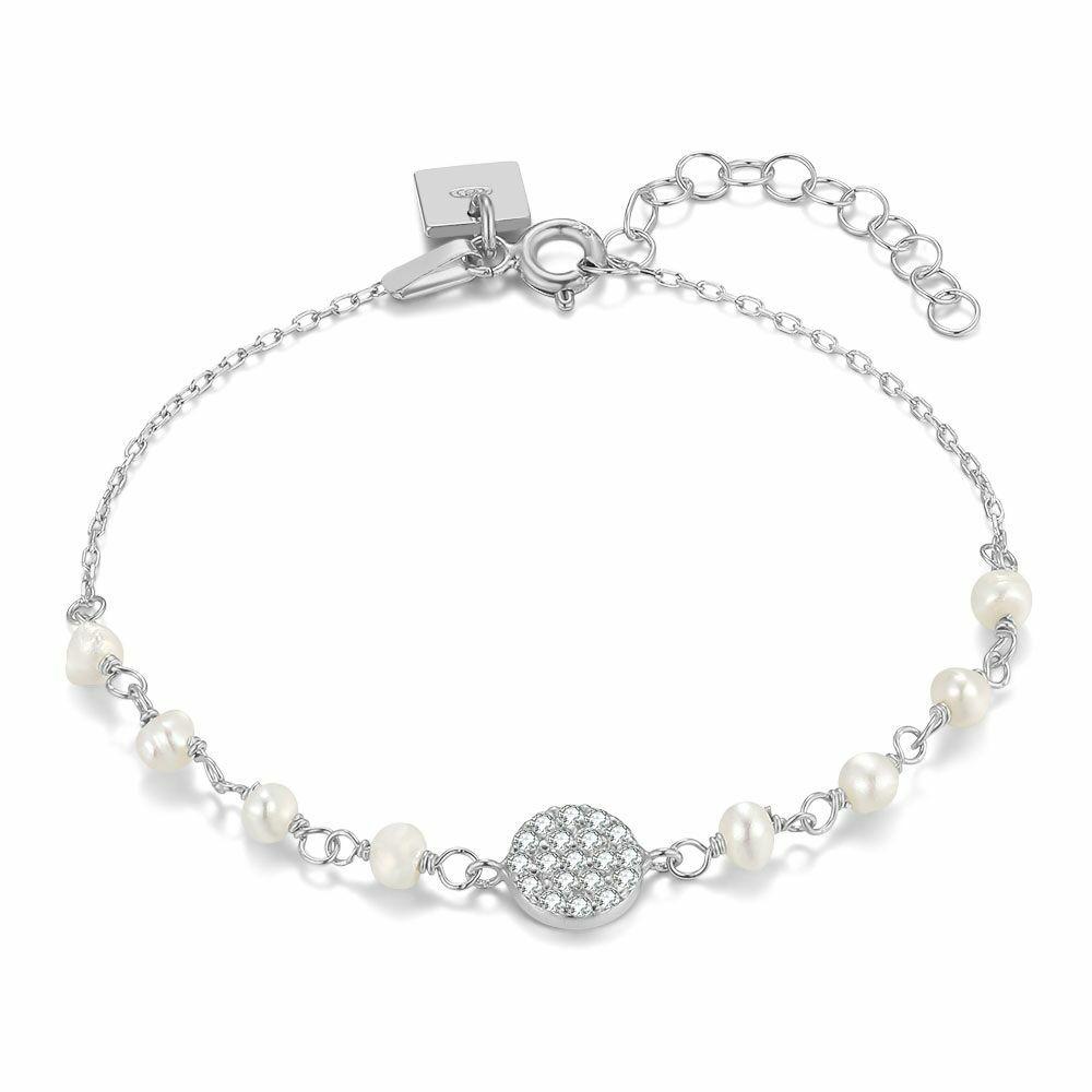 Bracelets | Silver Bracelet, Zirconia And Pearls Bracelets Bracelets