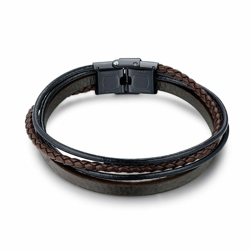 Bracelets | Stainless Steel Bracelet, 4 Rows, Brown And Black Leather Bracelets Bracelets