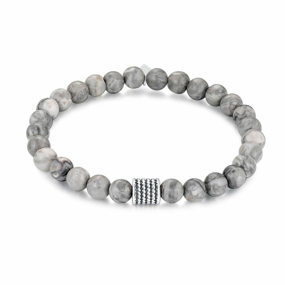 Bracelets | Stainless Steel Bracelet, Balls, Grey Jaspis, 7 Mm Bracelets Bracelets