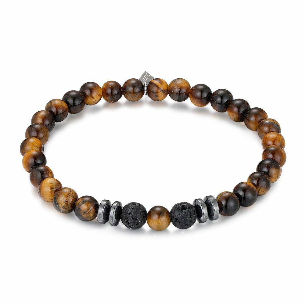 Bracelets | Stainless Steel Bracelet, Balls, Tiger Eye, Lava And Black Steel Bracelets Bracelets