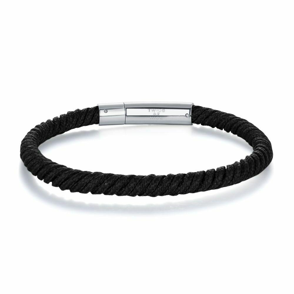 Bracelets | Stainless Steel Bracelet, Black Cord, Twisted Bracelets Bracelets