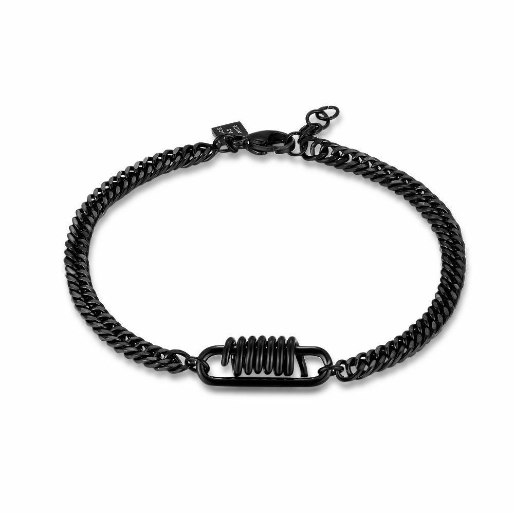 Bracelets | Stainless Steel Bracelet, Black Gourmet, Link With Rings Bracelets Bracelets