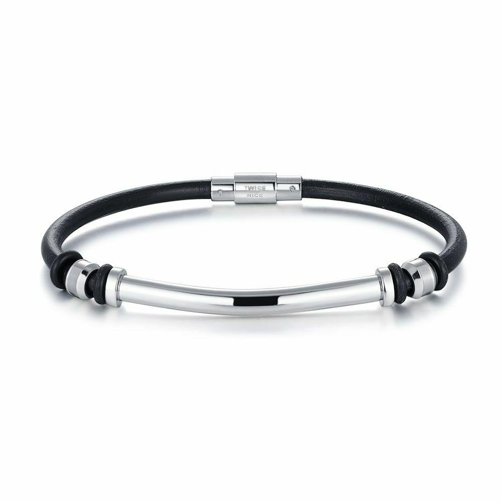 Bracelets | Stainless Steel Bracelet, Black Leather Bracelets Bracelets