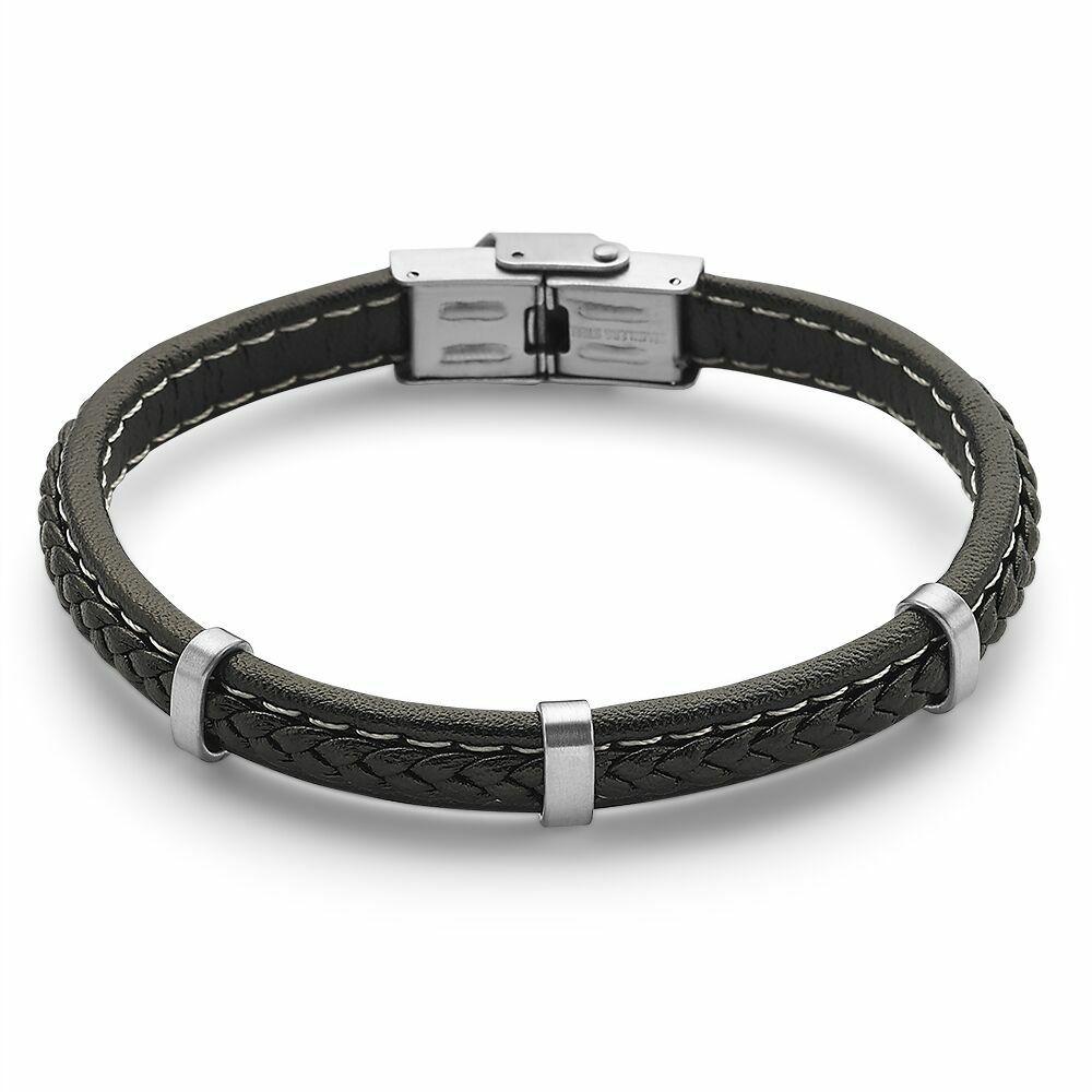 Bracelets | Stainless Steel Bracelet, Black Leather Bracelets Bracelets