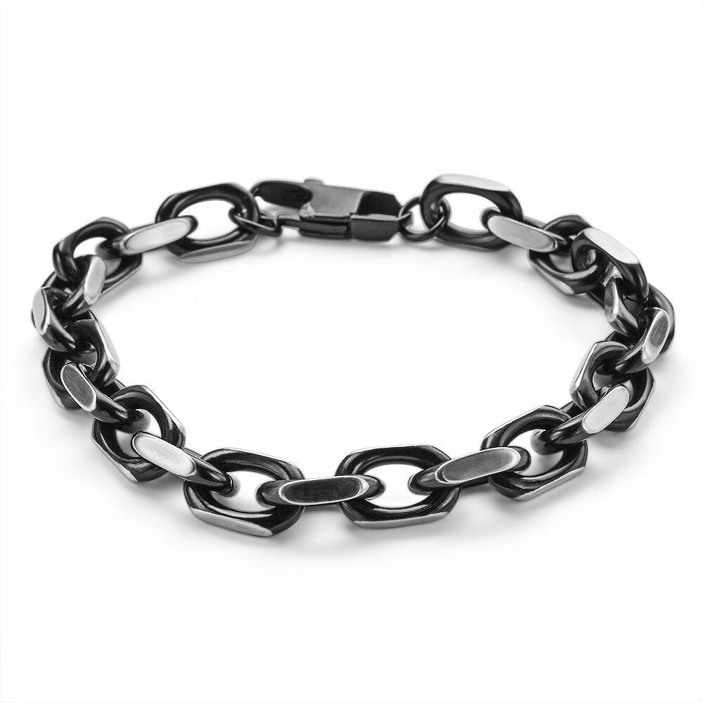 Bracelets | Stainless Steel Bracelet, Black Oval Links Bracelets Bracelets