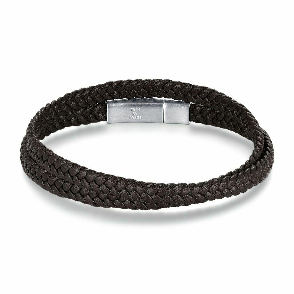 Bracelets | Stainless Steel Bracelet, Double Brown Leather Bracelets Bracelets