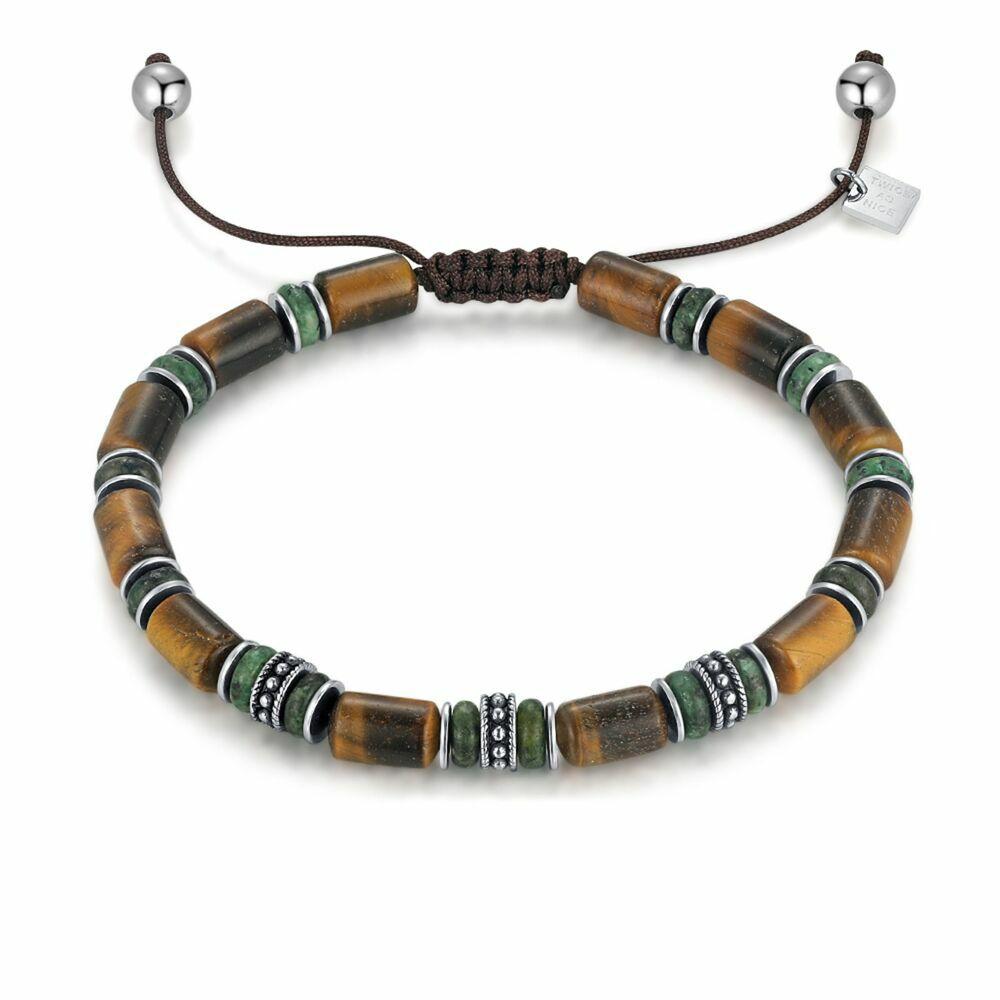 Bracelets | Stainless Steel Bracelet, Green And Brown Natural Stones Bracelets Bracelets