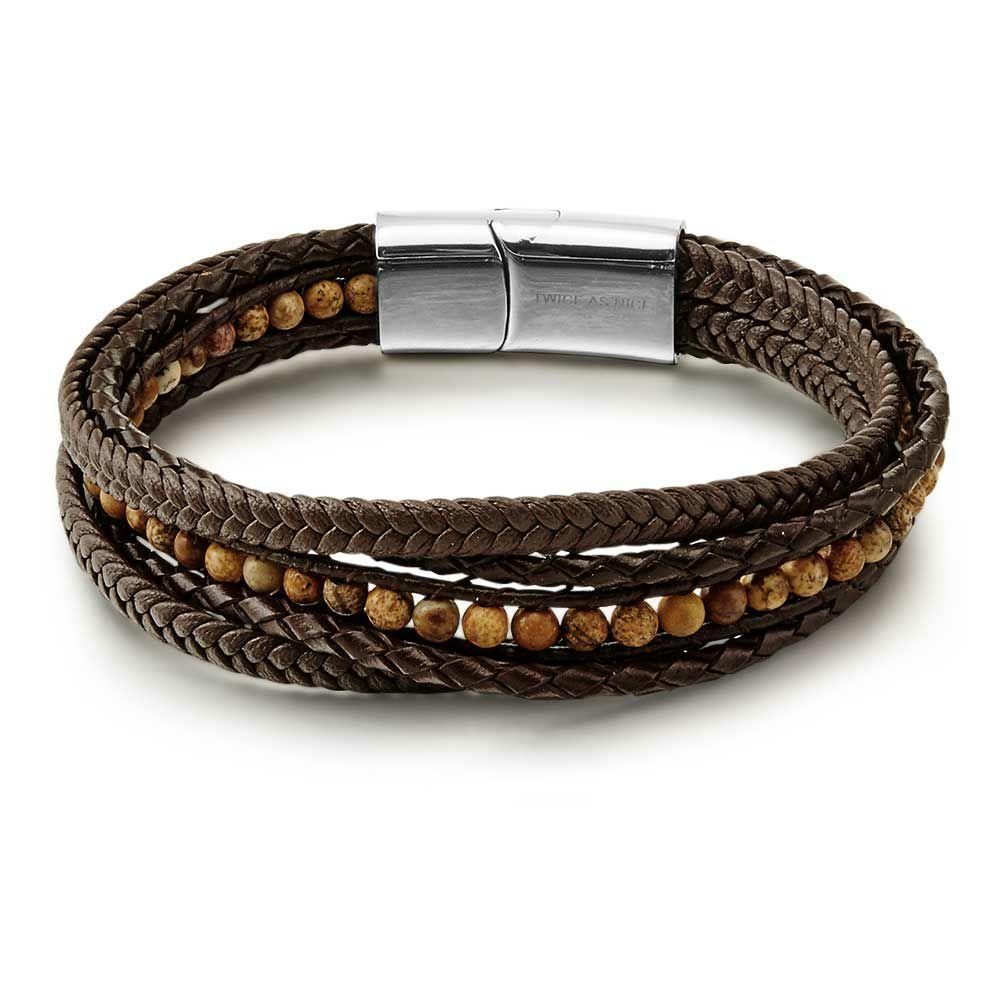 Bracelets | Stainless Steel Bracelet, Leather And Tiger Eye Dots Bracelets Bracelets