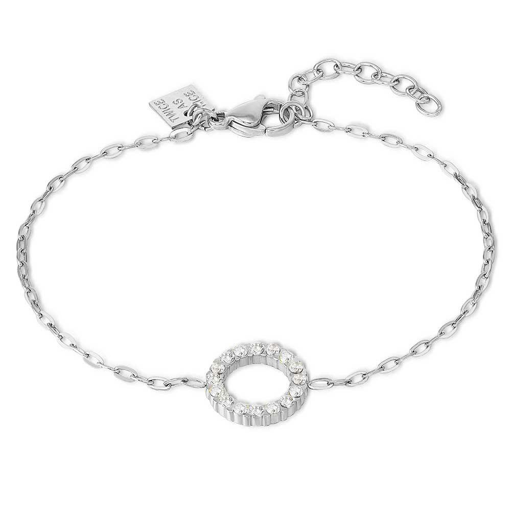 Bracelets | Stainless Steel Bracelet, Open Circle, White Crystals Bracelets Bracelets