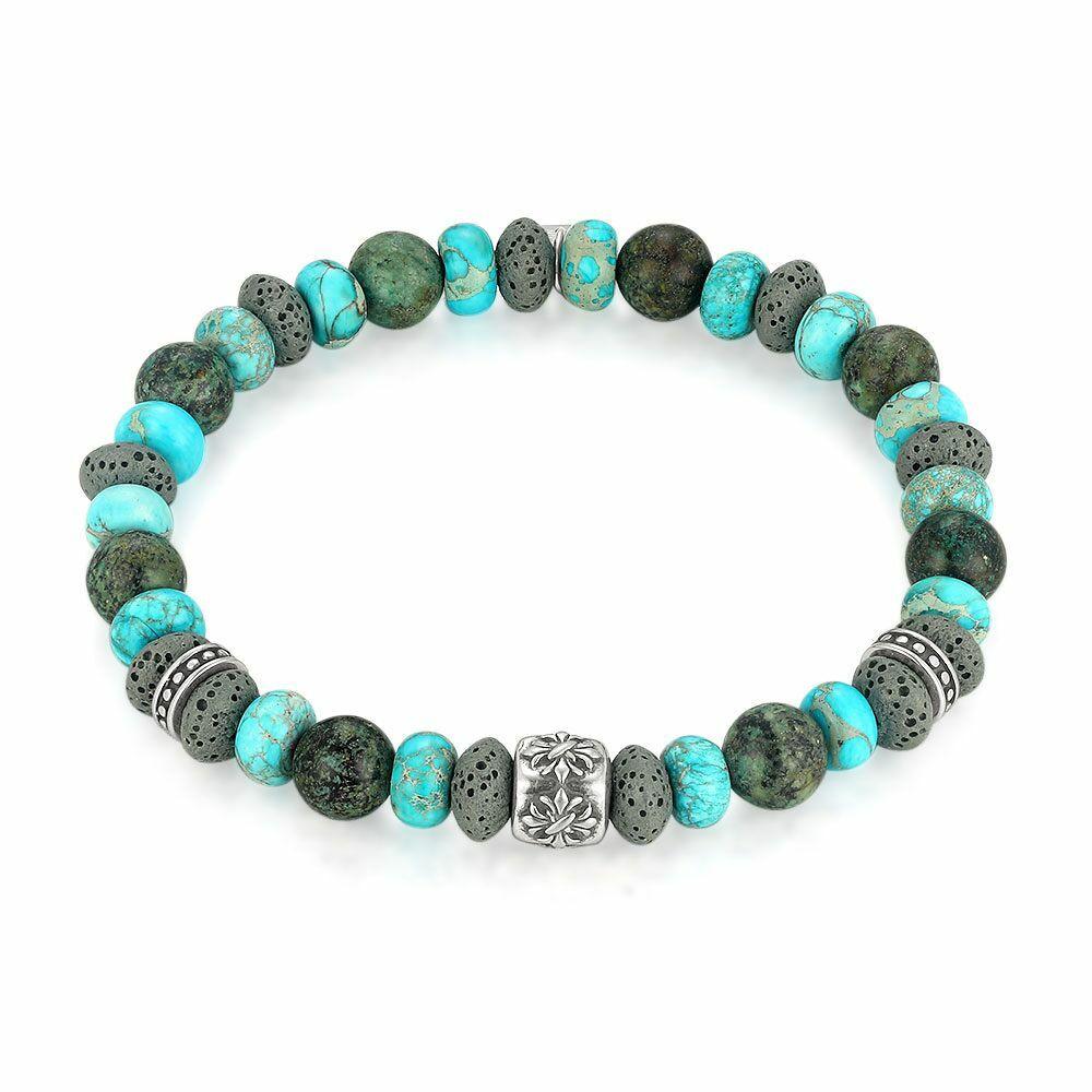 Bracelets | Stainless Steel Bracelet, Turquoise And Green Semi-Precious Stones Bracelets Bracelets