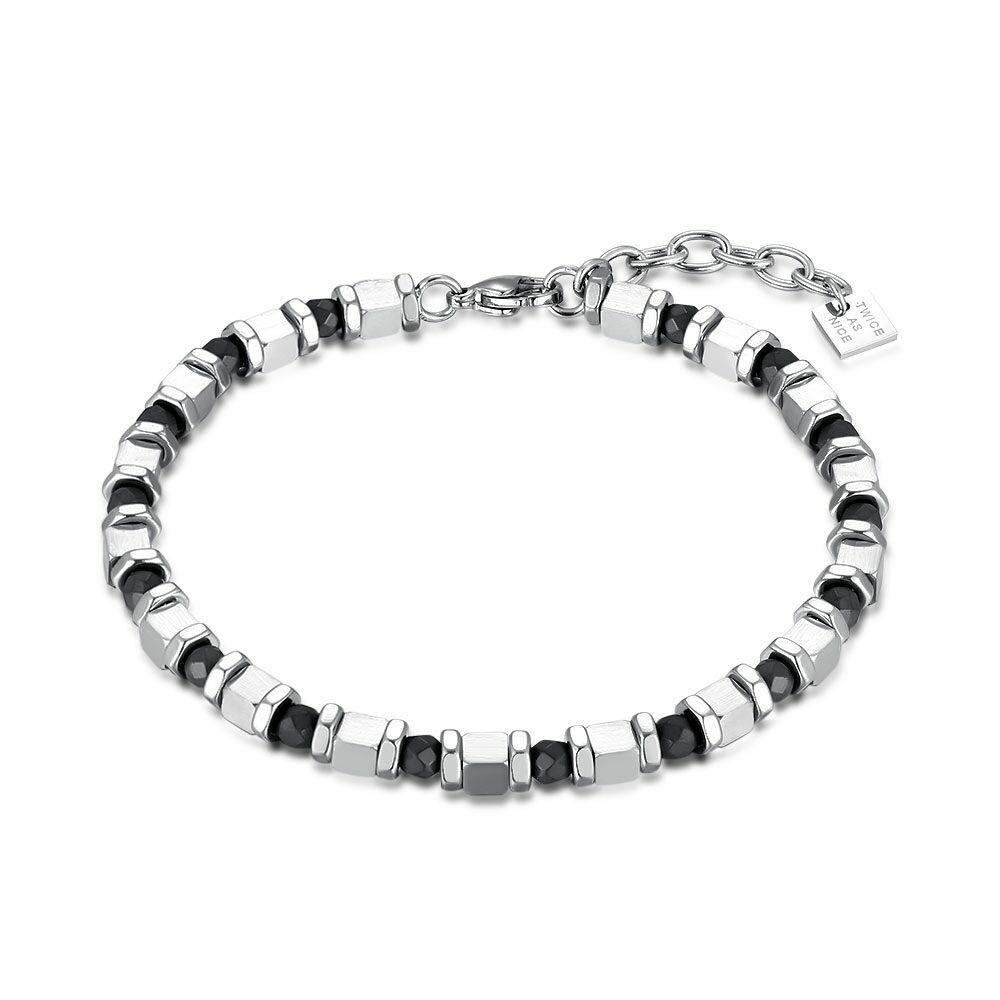 Bracelets | Stainless Steel Bracelet, With Silver-Coloured Cubes, And Grey Dots Bracelets Bracelets