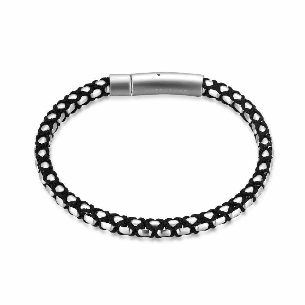 Bracelets | Stainless Steel Bracelet Wrapped With A Black String Bracelets Bracelets