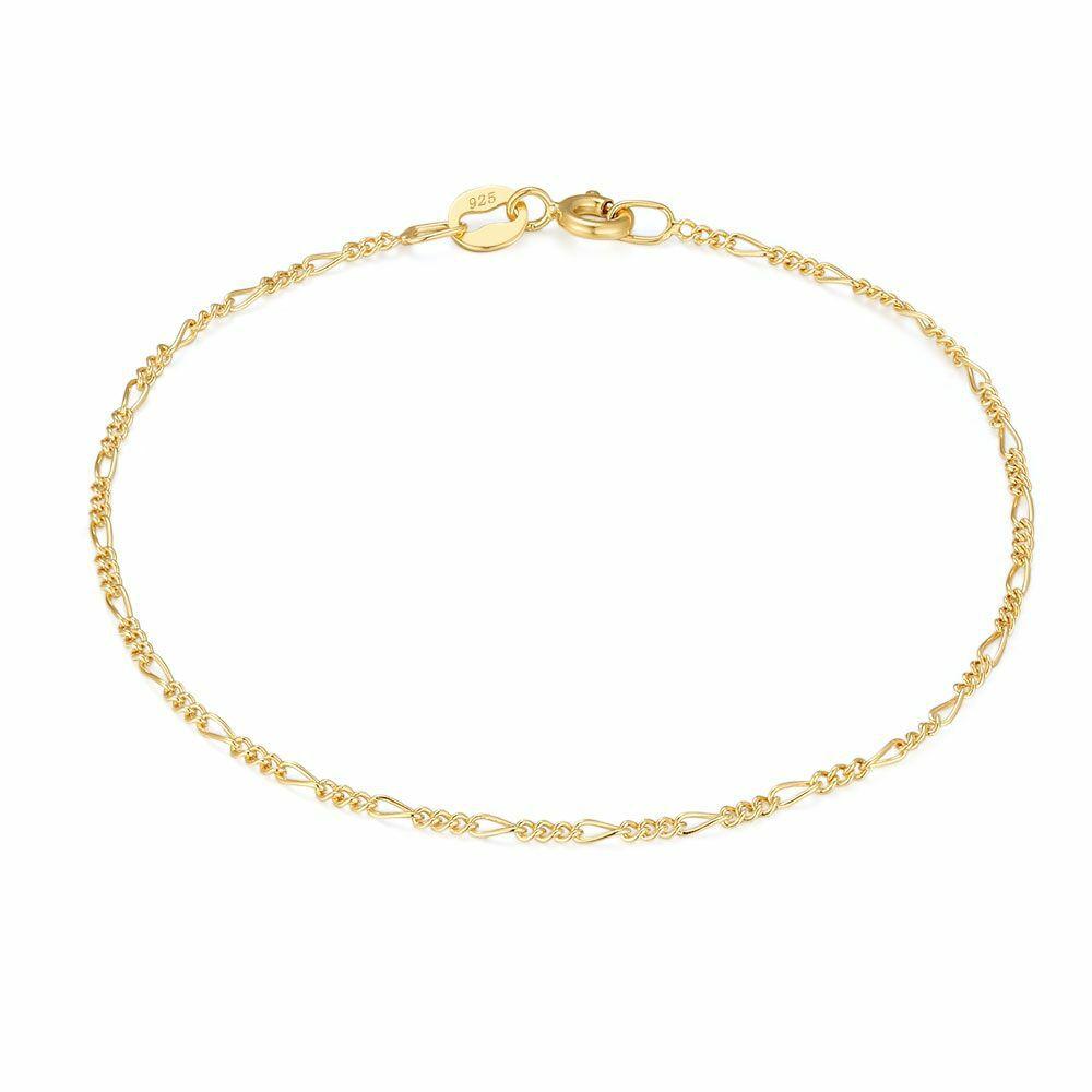 Chains | 18Ct Gold Plated Silver Bracelet, Figaro Chains Chains