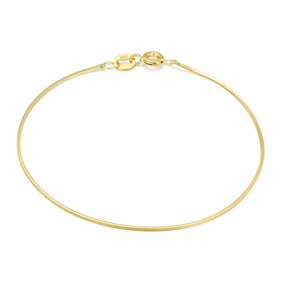 Chains | 18Ct Gold Plated Silver Bracelet, Square Snake Chain Chains Chains