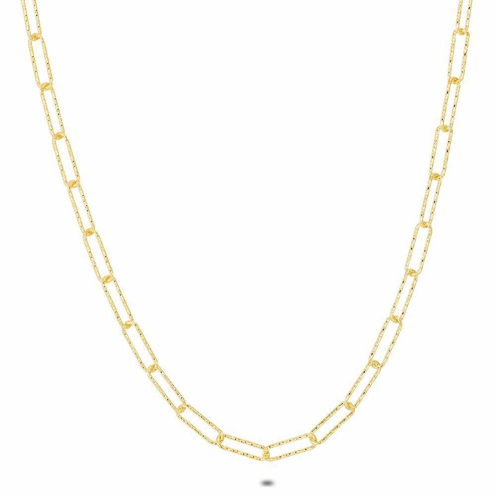 Chains | 18Ct Gold Plated Silver Necklace, Oval Links, Hammered Chains Chains