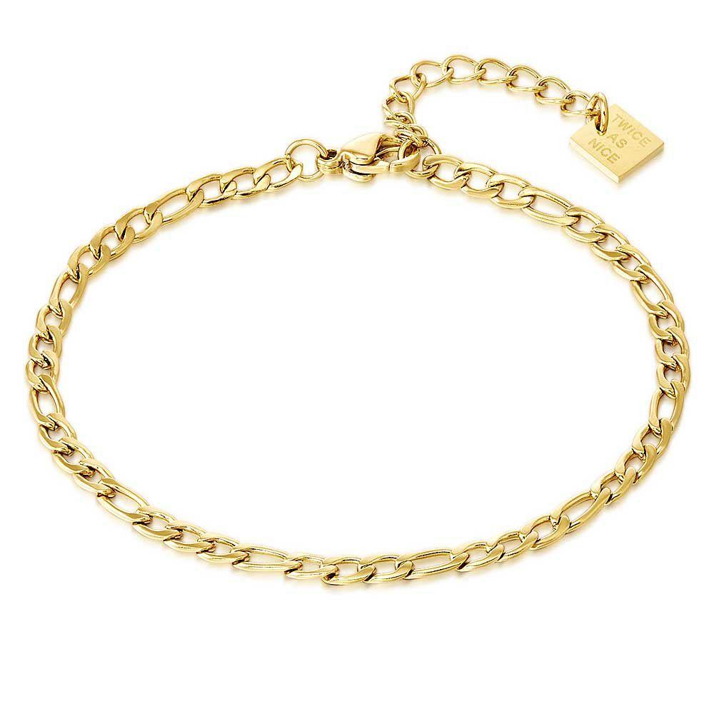 Chains | Gold Coloured Stainless Steel Bracelet, Figaro Chain 3 Mm Chains Chains