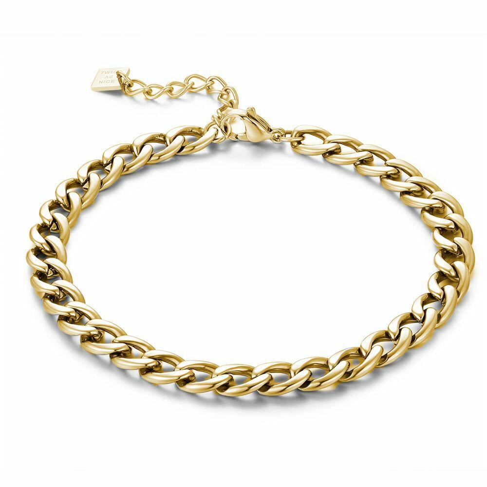 Chains | Gold Coloured Stainless Steel Bracelet, Gourmet Chain 7 Mm Chains Chains