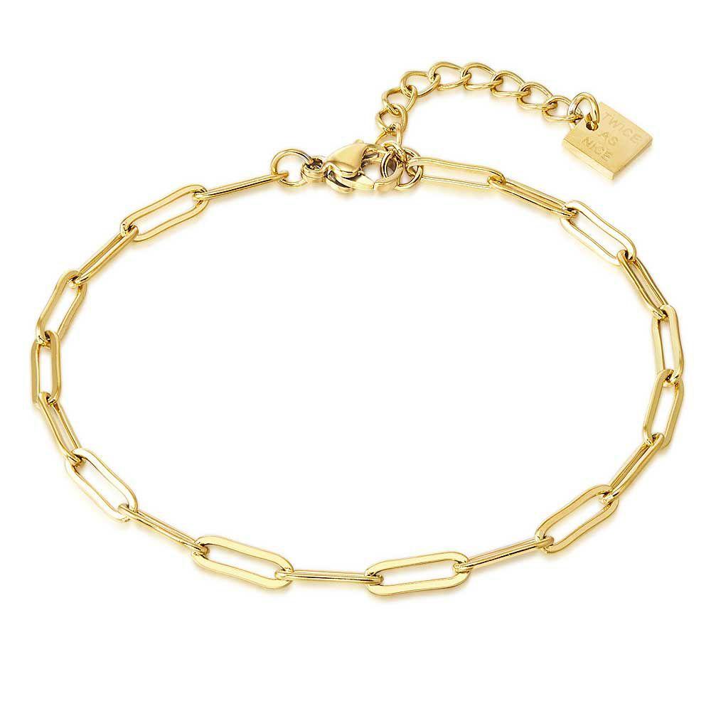 Chains | Gold Coloured Stainless Steel Bracelet, Oval Link Chain, 3 Mm Chains Chains