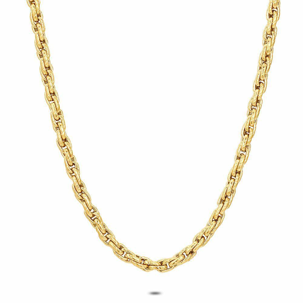 Chains | Gold Coloured Stainless Steel Necklace, Braided Link Chain, 4.5 Mm Chains Chains