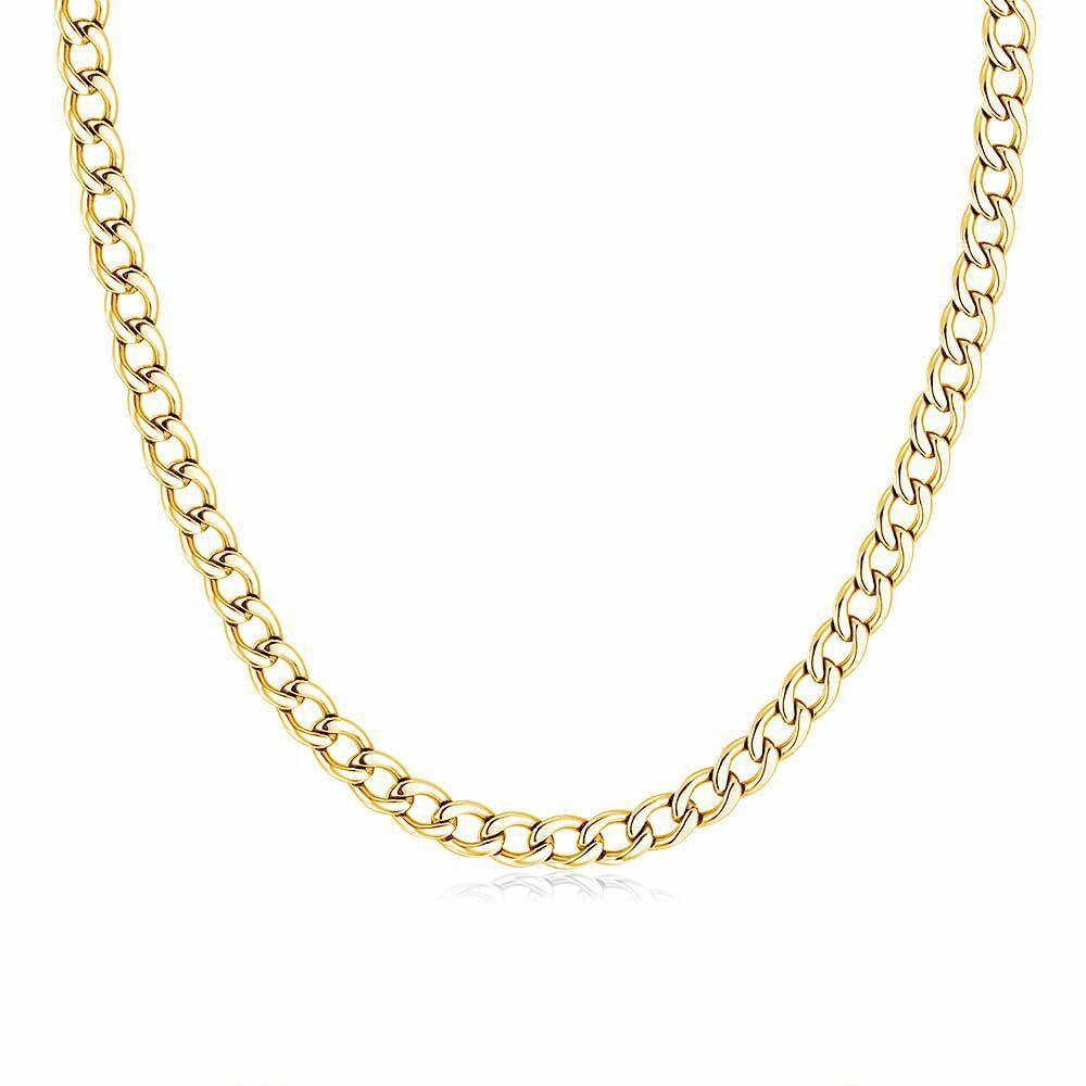 Chains | Gold Coloured Stainless Steel Necklace, Gourmet Chain, 7 Mm Chains Chains