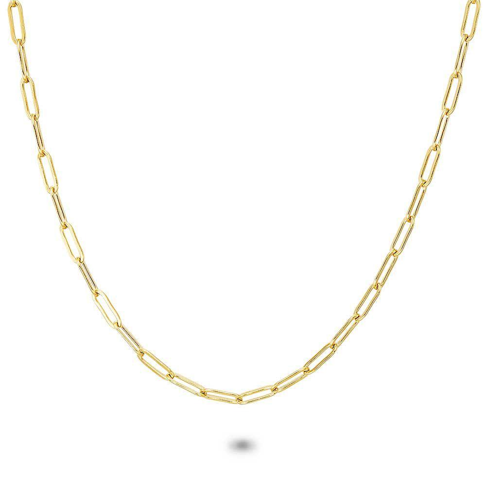 Chains | Gold Coloured Stainless Steel Necklace, Oval Link Chain, 3 Mm Chains Chains