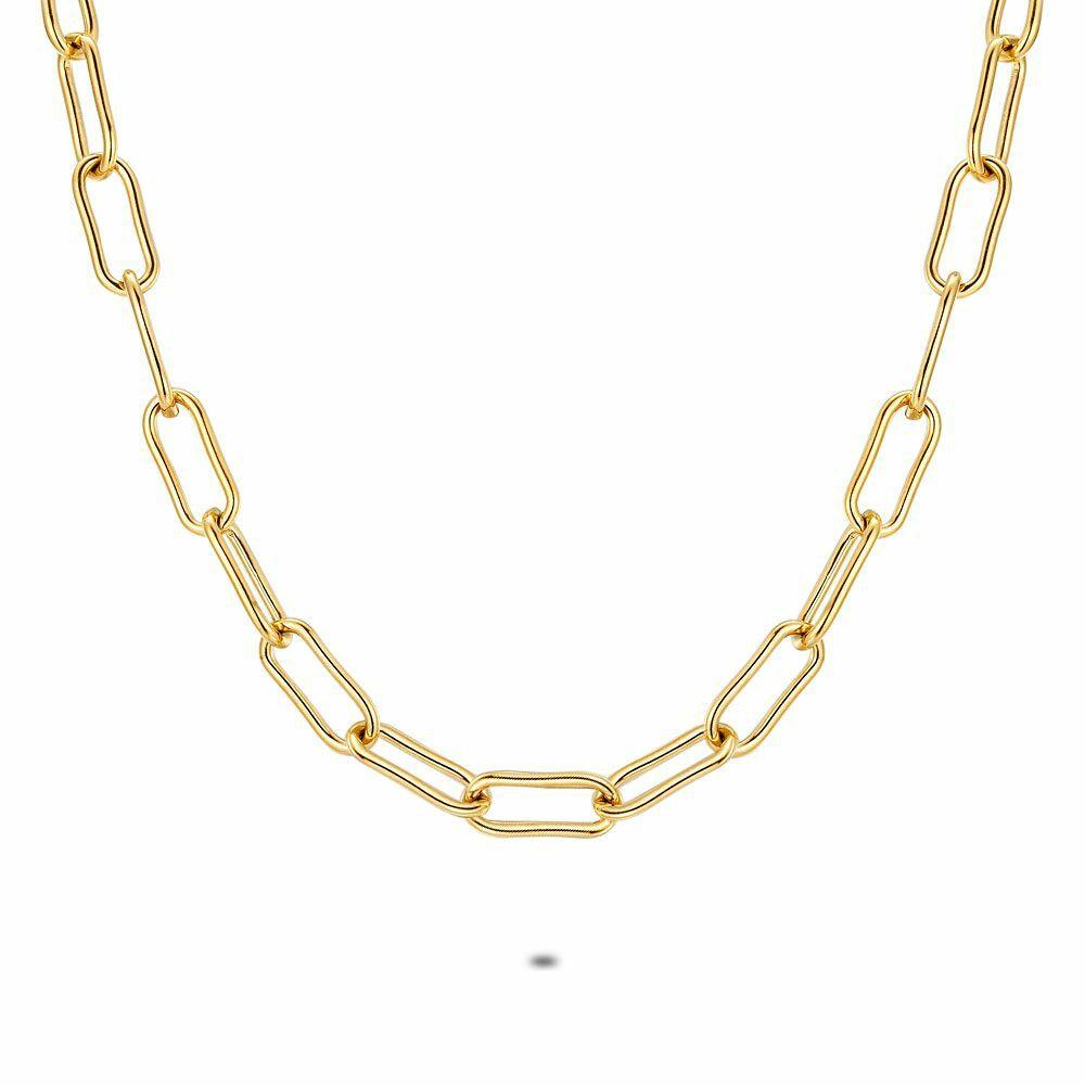 Chains | Gold Coloured Stainless Steel Necklace, Oval Links Chains Chains