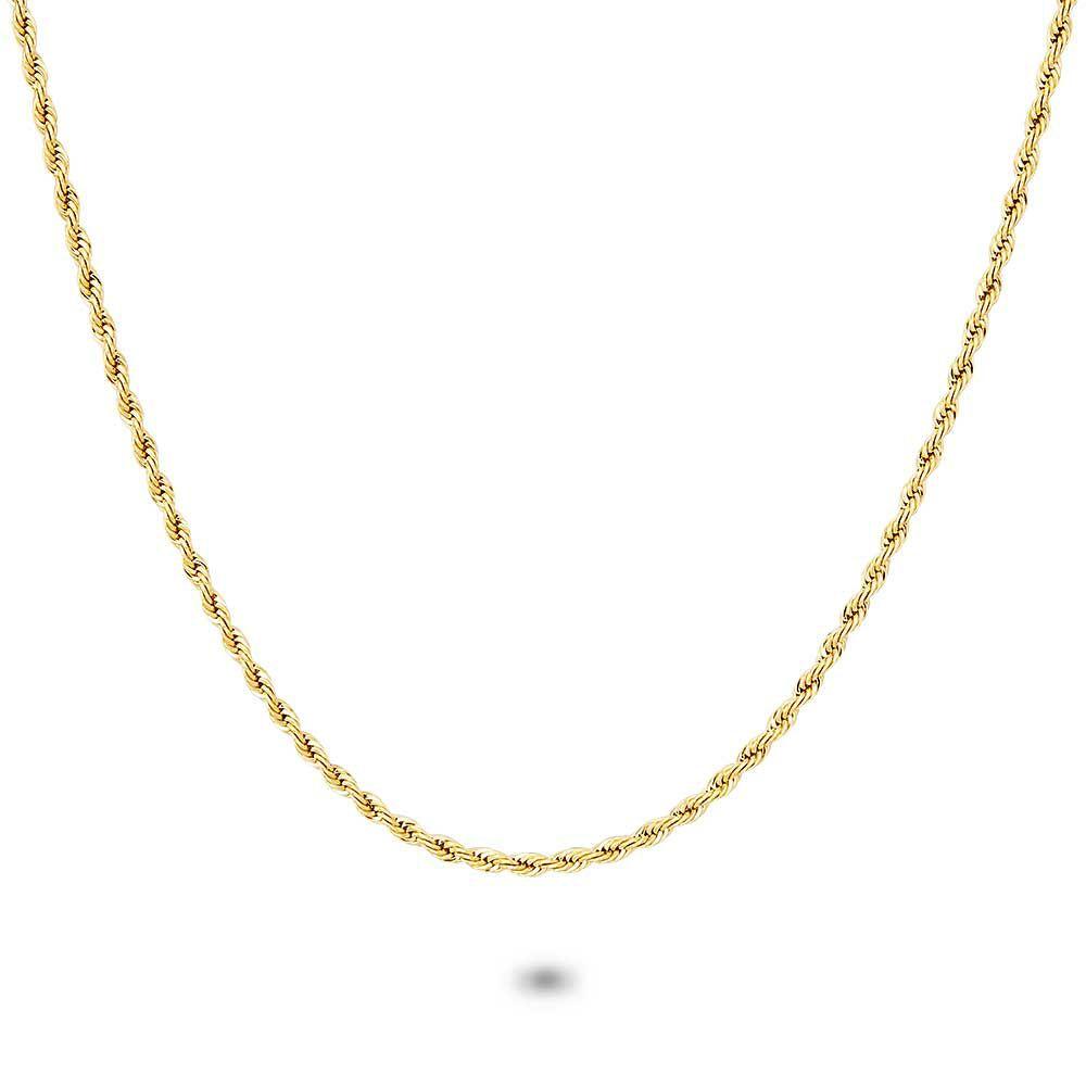 Chains | Gold Coloured Stainless Steel Necklace, Twisted Chain, 2,3 Mm Chains Chains