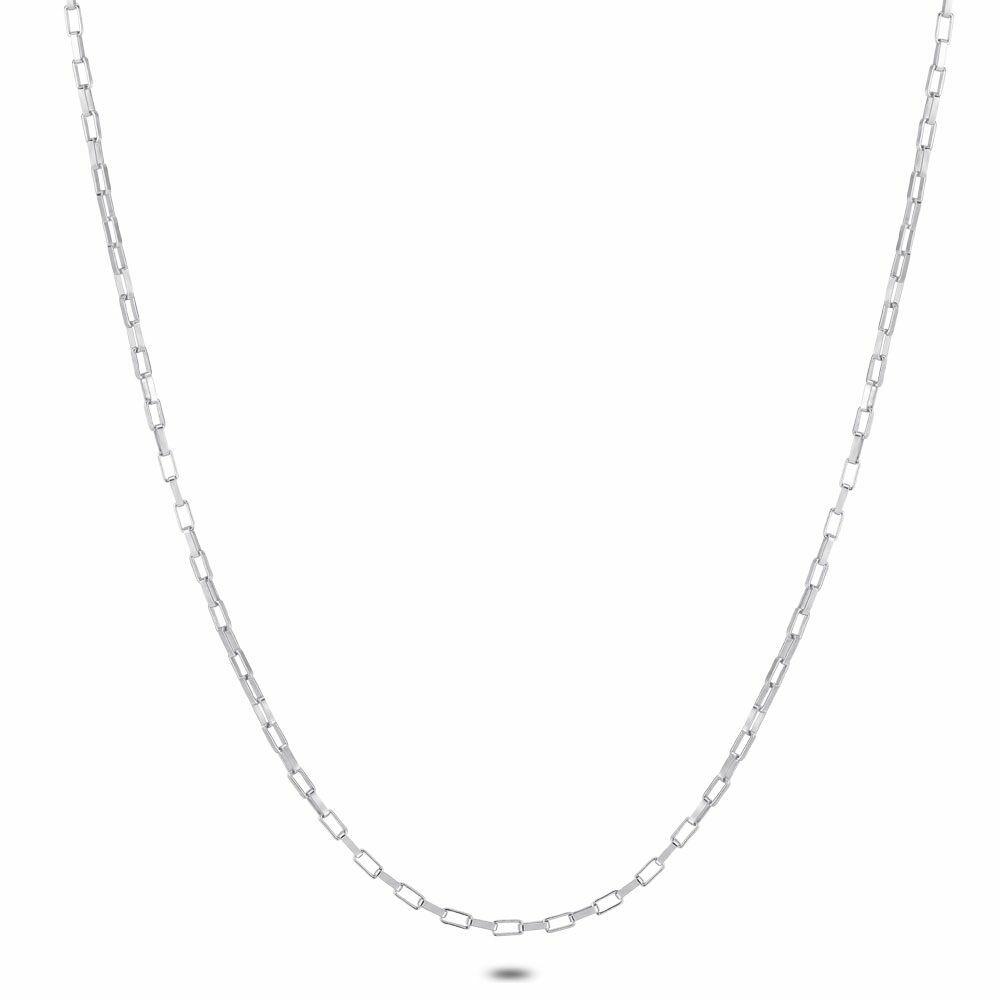 Chains | Silver Necklace, Rectangular Links, 1 Mm Chains Chains