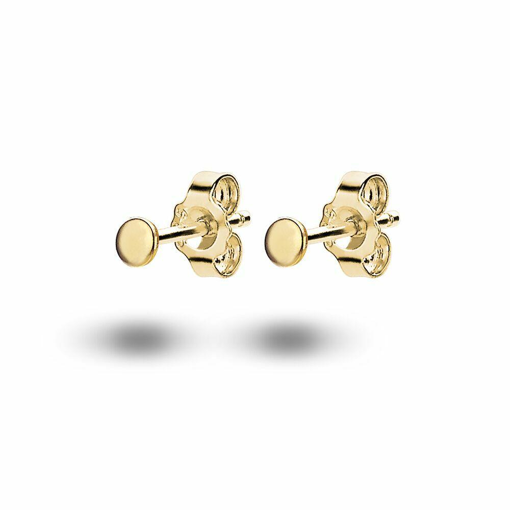 Earrings | 18Ct Gold Plated Silver Earrings, 3 Mm Round Earrings Earrings