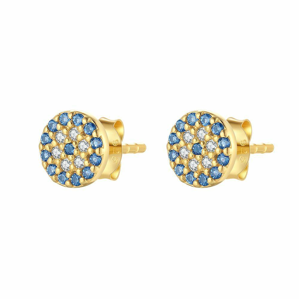 Earrings | 18Ct Gold Plated Silver Earrings, Blue And White Earrings Earrings